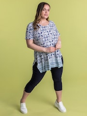 Roman Blue Cropped Stretch Trousers - Image 5 of 9