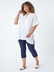 Roman Blue Cropped Stretch Trousers - Image 6 of 9