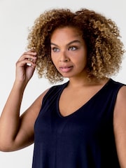 Roman Blue Plain V-Neck Vest Top - Image 4 of 4