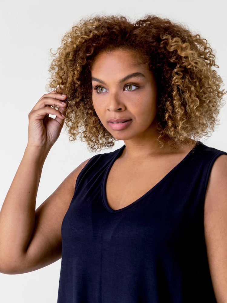 Roman Blue Plain V-Neck Vest Top - Image 4 of 4 Roman Blue Plain V-Neck Vest Top - Image 4 of 4