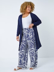 Roman Blue Linear Print Palazzo Trousers - Image 1 of 6
