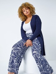Roman Blue Linear Print Palazzo Trousers - Image 6 of 6