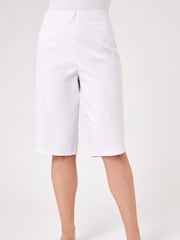 Roman White Knee Length Stretch Shorts - Image 1 of 3