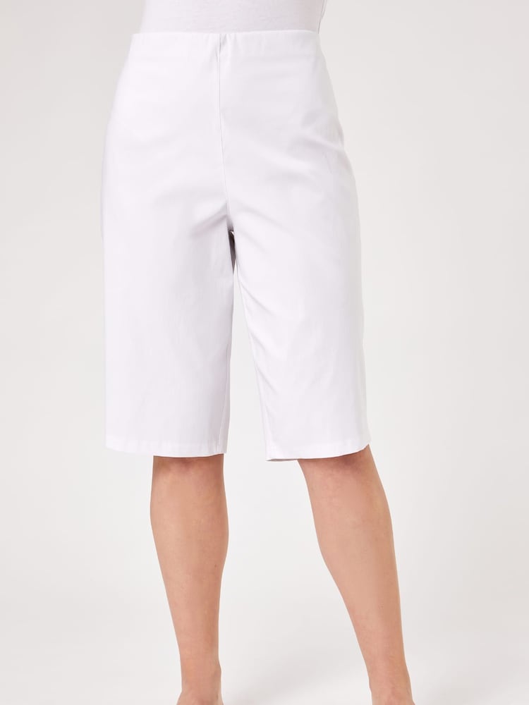 Roman White Knee Length Stretch Shorts - Image 1 of 3