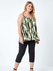 Roman Green Animal Print Ruched Stretch Top - Image 2 of 5