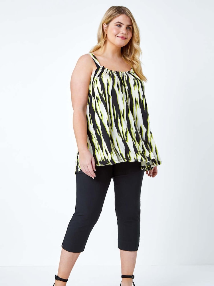 Roman Green Animal Print Ruched Stretch Top - Image 2 of 5