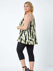 Roman Green Animal Print Ruched Stretch Top - Image 3 of 5