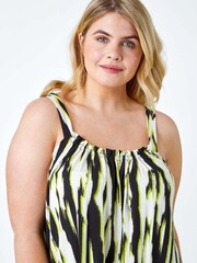 Roman Green Animal Print Ruched Stretch Top - Image 4 of 5