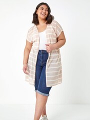 Roman Natural Longline Striped Cardigan - Image 1 of 5