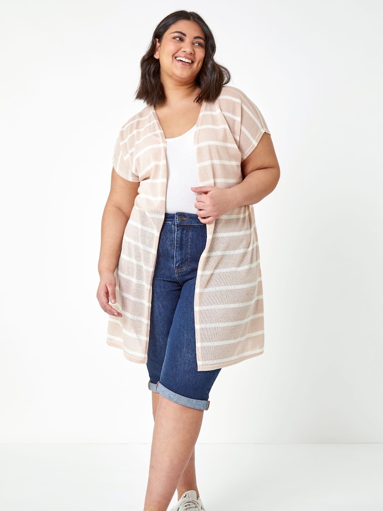 Roman Natural Longline Striped Cardigan - Image 1 of 5