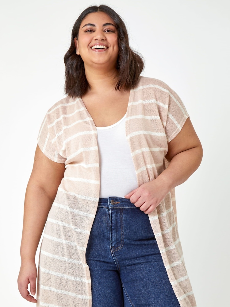 Roman Natural Longline Striped Cardigan - Image 2 of 5