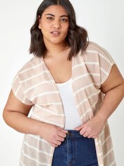 Roman Natural Longline Striped Cardigan - Image 4 of 5