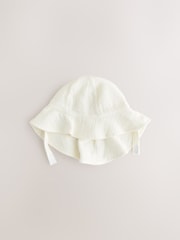 White 100% Cotton Baby Summer Hat (0mths-2yrs) - Image 1 of 3