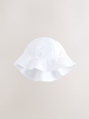 Blue/White Broderie And Chambray 100% Cotton Baby Hats 2 Pack (0mths-2yrs) - Image 3 of 8