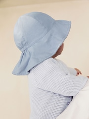 Blue/White Broderie And Chambray 100% Cotton Baby Hats 2 Pack (0mths-2yrs) - Image 8 of 8