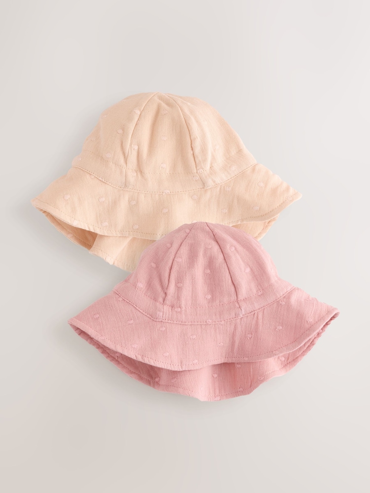 Neutral/Blush Dobby - 100% Cotton Baby Hats 2 Pack (0mths-2yrs) - Imagen 1 de 9 Neutral/Blush Dobby - 100% Cotton Baby Hats 2 Pack (0mths-2yrs) - Imagen 1 de 9