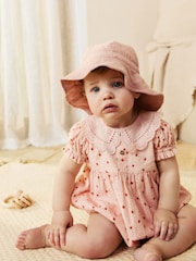 Neutral/Blush Dobby 100% Cotton Baby Hats 2 Pack (0mths-2yrs) - Image 2 of 9