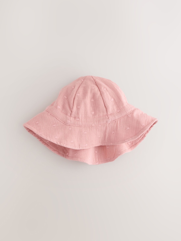 Neutral/Blush Dobby 100% Cotton Baby Hats 2 Pack (0mths-2yrs) - Image 6 of 9