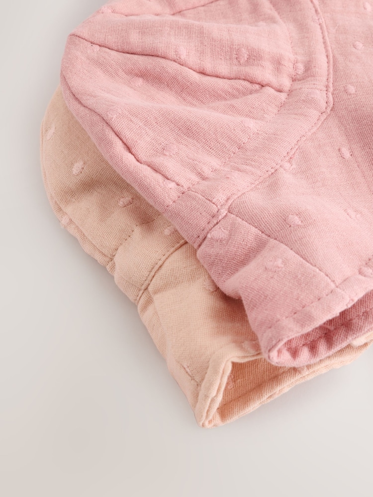 Neutral/Blush Dobby 100% Cotton Baby Hats 2 Pack (0mths-2yrs) - Image 8 of 9