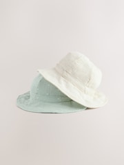 Mint Green/Ecru 100% Cotton Baby Hats 2 Pack (0mths-2yrs) - Image 1 of 6