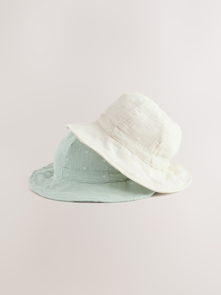 Mint Green/Ecru 100% Cotton Baby Hats 2 Pack (0mths-2yrs) - Image 1 of 6