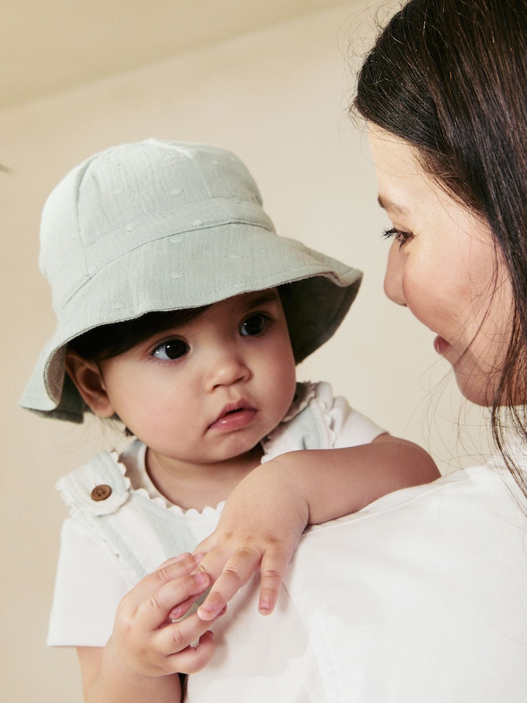 Mint Green/Ecru 100% Cotton Baby Hats 2 Pack (0mths-2yrs) - Image 3 of 6