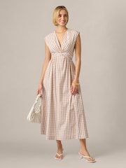 Adrianna Papell Natural Twist Front Midi Dress - Image 4 of 6