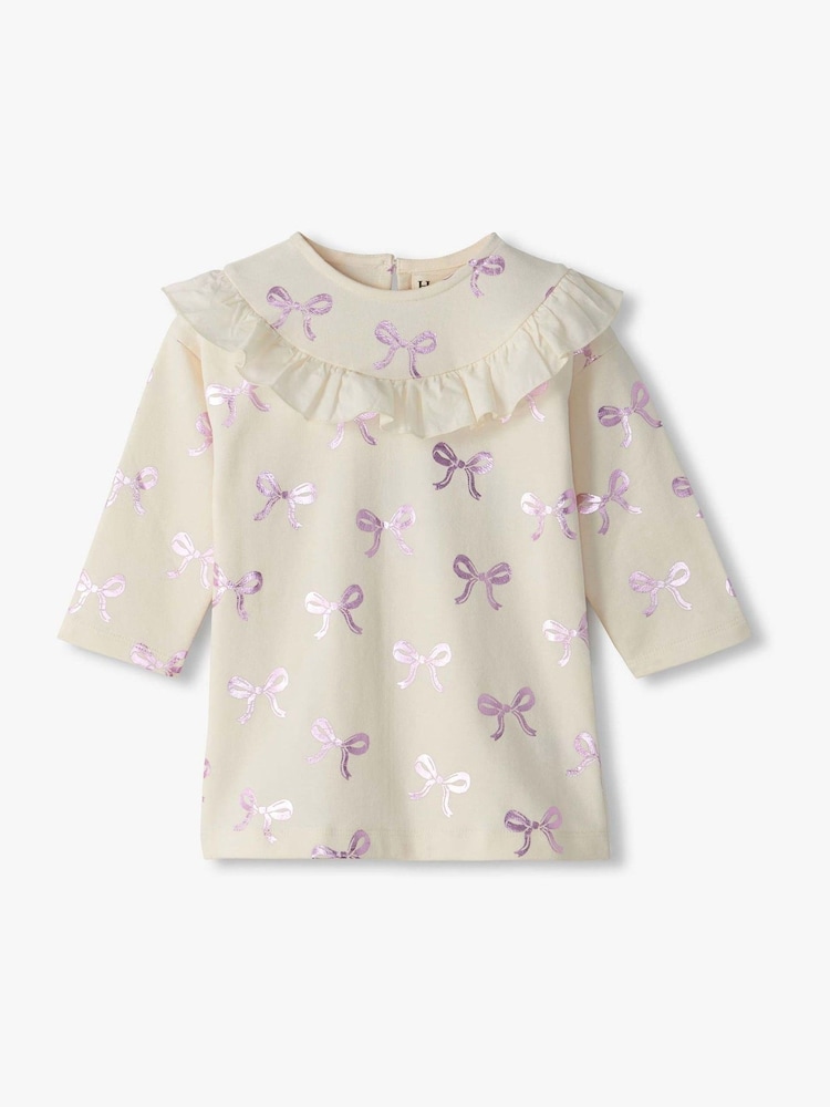 Hatley Natural Foil Bows Ruffle Dress - Image 1 of 3
