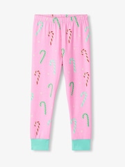 Hatley Pink Pink Candy Canes Glow in the Dark Stretch Jersey Pyjama Set - Image 3 of 3