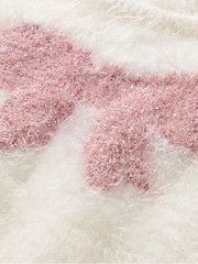 Hatley Natural Gardenia Pink Bow Furry Jumper - Image 3 of 3