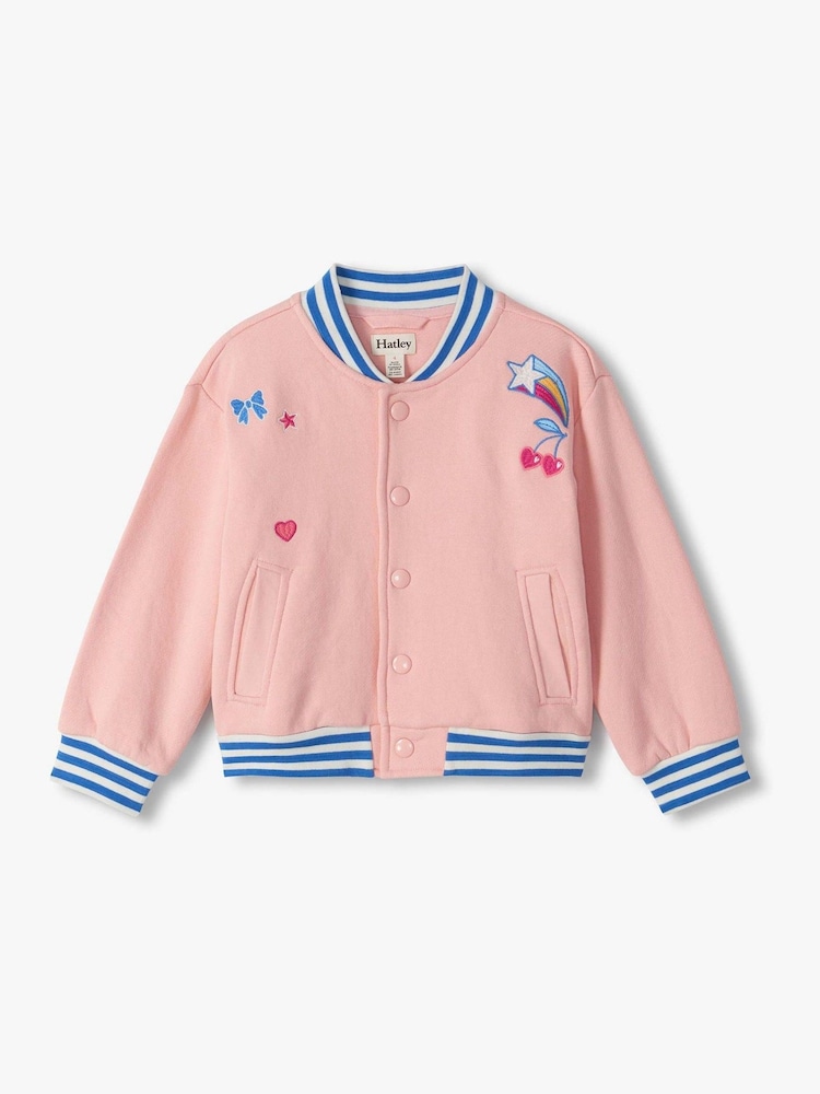 Hatley Pink Blossom Varsity Bomber Jacket - Image 2 of 4 Hatley Pink Blossom Varsity Bomber Jacket - Image 2 of 4