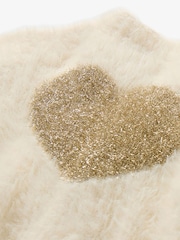 Hatley Natural Gold Heart Fuzzy Shrunken Cardigan - Image 3 of 3