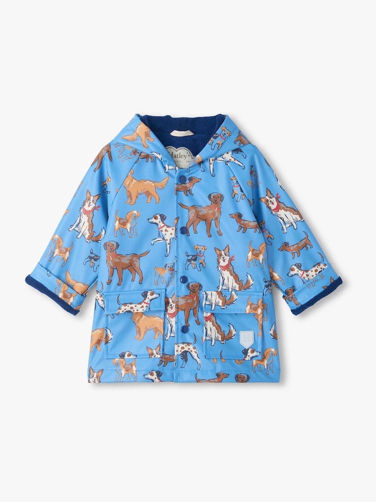 Hatley Blue Blue Little Pups Snap Rain Coat - Image 1 of 2 Hatley Blue Blue Little Pups Snap Rain Coat - Image 1 of 2