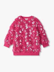 Hatley Pink Silver Sequins on Fuchsia Feathers Pullover Sweat Top - Image 2 of 4
