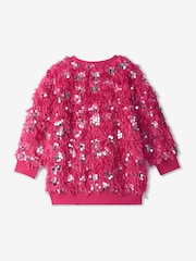 Hatley Pink Silver Sequins on Fuchsia Feathers Pullover Sweat Top - Image 3 of 4