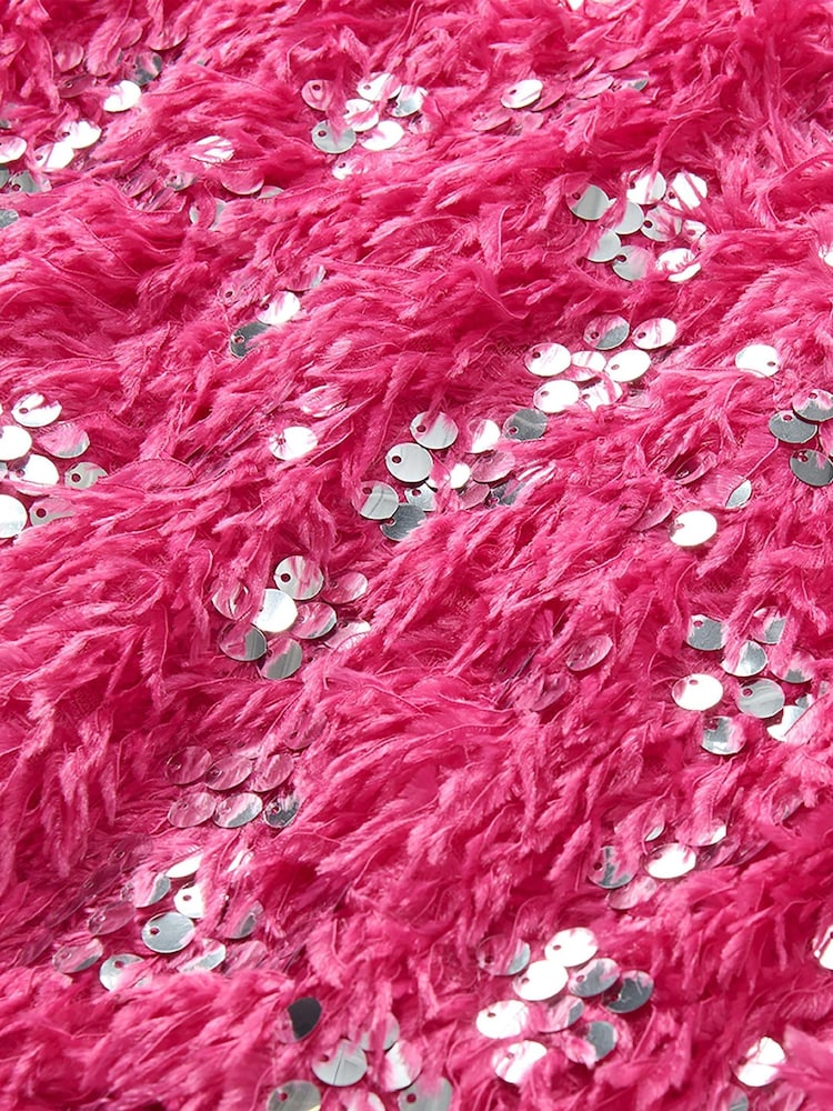 Hatley Pink Silver Sequins on Fuchsia Feathers Pullover Sweat Top - Image 4 of 4 Hatley Pink Silver Sequins on Fuchsia Feathers Pullover Sweat Top - Image 4 of 4