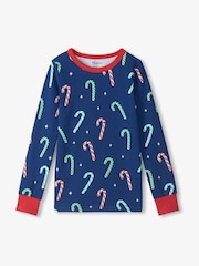 Hatley Blue Blue Candy Canes Glow in the Dark Stretch Jersey Pyjamas Set - Image 3 of 4
