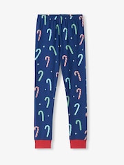 Hatley Blue Blue Candy Canes Glow in the Dark Stretch Jersey Pyjamas Set - Image 4 of 4
