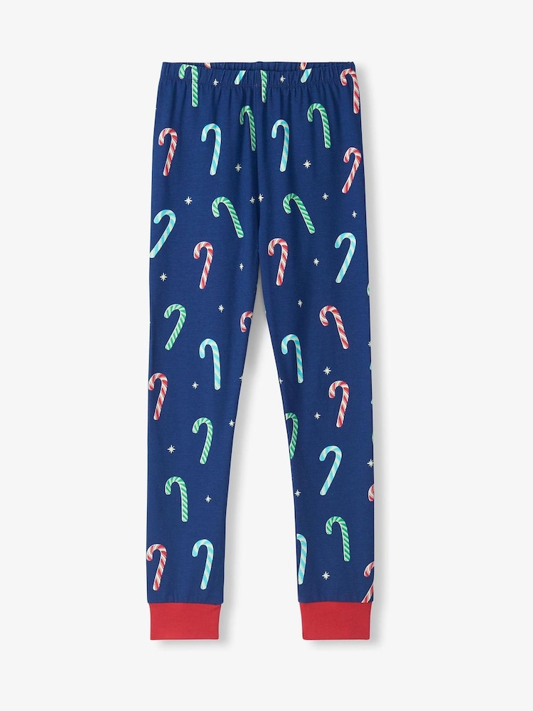 Hatley Blue Blue Candy Canes Glow in the Dark Stretch Jersey Pyjamas Set - Image 4 of 4 Hatley Blue Blue Candy Canes Glow in the Dark Stretch Jersey Pyjamas Set - Image 4 of 4