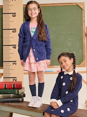 Hatley Blue Pink Bow Fuzzy Cardigan - Image 1 of 3