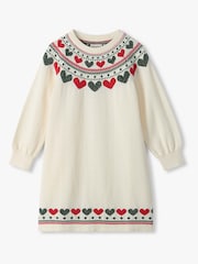 Hatley Natural Christmas Hearts Swing Jumper  Dress - Image 1 of 3