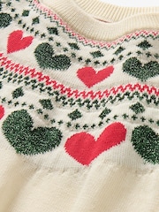Hatley Natural Christmas Hearts Swing Jumper  Dress - Image 3 of 3