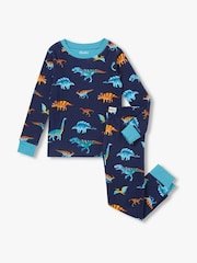 Hatley Blue Colourful Dinos Cotton Rib Pyjamas Set - Image 1 of 3