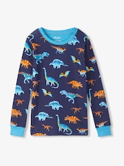 Hatley Blue Colourful Dinos Cotton Rib Pyjamas Set - Image 2 of 3
