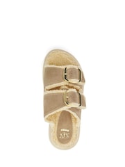 Dune London Cream Lodge Faux Shearling Flat Sandals - Image 5 of 6