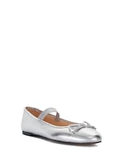 Dune London Silver Helenas Flexible Sole Elastic Ballerina Flats - Image 3 of 6