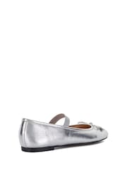 Dune London Silver Helenas Flexible Sole Elastic Ballerina Flats - Image 4 of 6