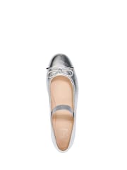 Dune London Silver Helenas Flexible Sole Elastic Ballerina Flats - Image 5 of 6