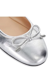 Dune London Silver Helenas Flexible Sole Elastic Ballerina Flats - Image 6 of 6