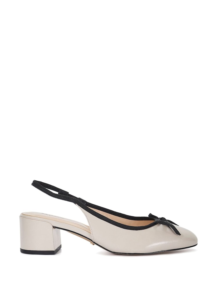 Cream - Slingback elegant Dune London cu fundă în față - Imaginea 2 din 6